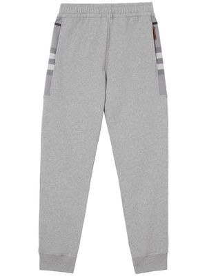 BURBERRY Check Panel Cotton Jogging Pants - Grey