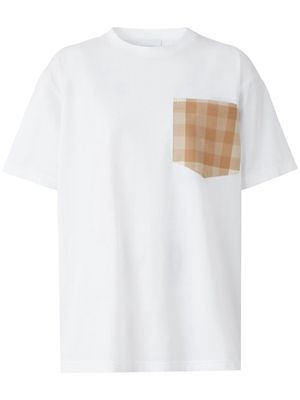 Burberry check patch pocket T-shirt - White