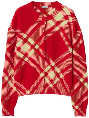 Burberry check-pattern button-up cardigan - Red