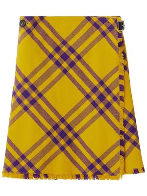 Burberry check-pattern frayed kilt - Yellow
