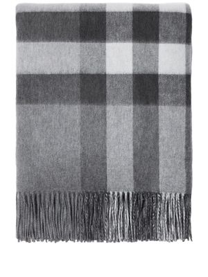 Burberry check-pattern fringed cashmere blanket - Grey
