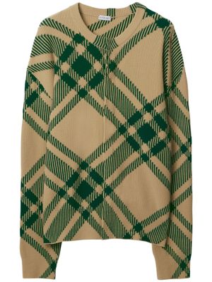 Burberry check-pattern intarsia-knit cardigan - Neutrals