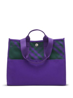 Burberry check-pattern leather tote bag - Purple
