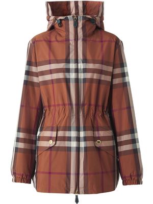 Burberry check-pattern lightweight parka jacket - Brown