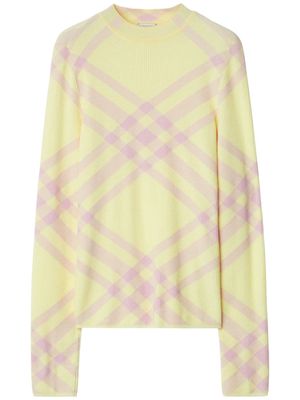 Burberry check-pattern ribbed jumper - Yellow