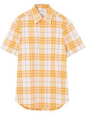 Burberry check-pattern short-sleeve cotton shirt - Yellow