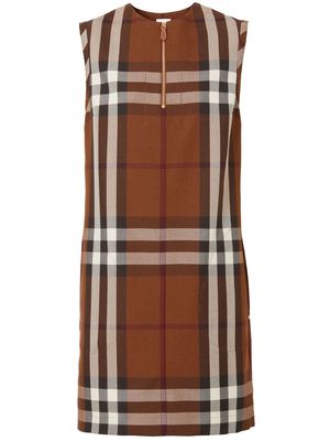 Burberry check-pattern sleeveless dress - Brown