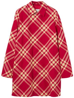 Burberry check-pattern spread-collar coat - Red