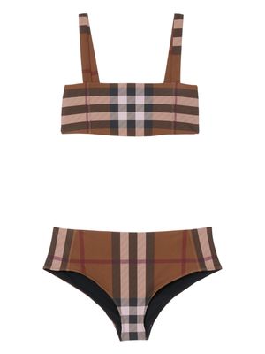 Burberry check-pattern square-neck bikini - Brown