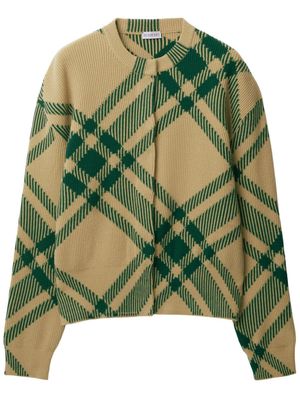 Burberry check-pattern wool-blend cardigan - Neutrals