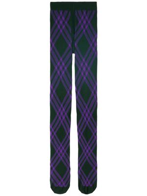 Burberry check-pattern wool blend tights - Green