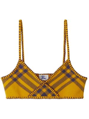 Burberry check-pattern wool blend top - Yellow