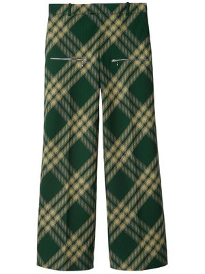 Burberry check-pattern wool tailored trousers - Green