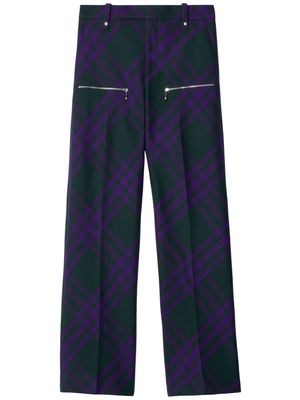 Burberry check-pattern wool trousers - Purple