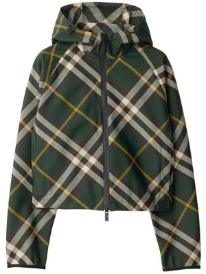 Burberry check-pattern zip-up jacket - Green