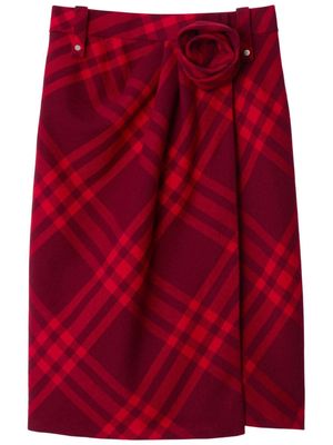 Burberry check-patterned wool midi skirt - Red