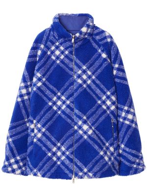 Burberry check-print fleece jacket - Blue