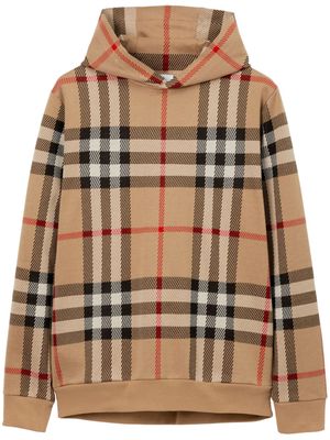 Burberry check-print jacquard hoodie - Neutrals
