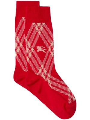 Burberry check-print logo-print socks - Red
