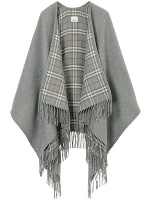 Burberry check-print reversible wool cape - Grey