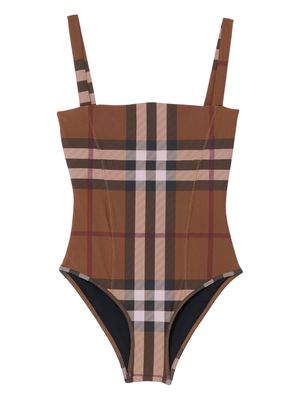 Burberry check-print stretch swimsuit - Brown