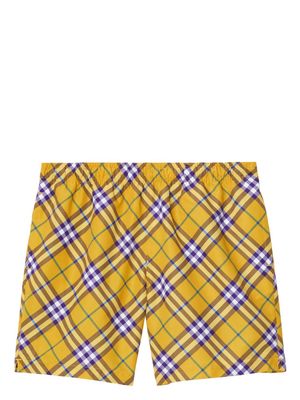 Burberry check-print swim shorts - Yellow