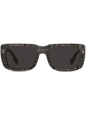 Burberry check rectangle-frame sunglasses - Grey