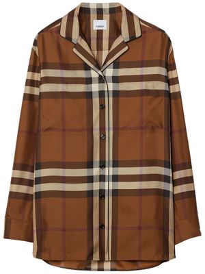 Burberry Check silk shirt - Brown