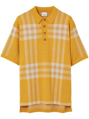 Burberry Check Silk Wool Jacquard Polo Shirt - Yellow