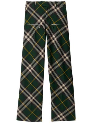 Burberry check wide-leg wool trousers - Green