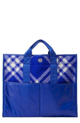 burberry Check Wool Blend & Leather Tote in Knight
