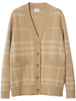 Burberry check wool-cashmere jacquard cardigan - Neutrals