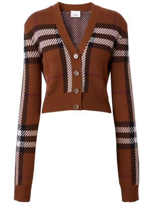 Burberry check wool jacquard cropped cardigan - Brown