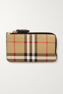 Burberry - Checked Canvas And Leather Cardholder - Neutrals