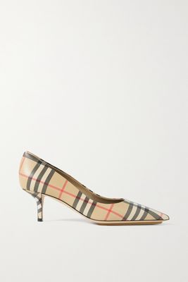 Burberry - Checked Leather Pumps - Neutrals