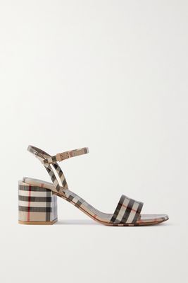 Burberry - Checked Leather Sandals - Neutrals