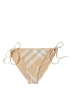 Burberry checked side-tie bikini bottoms - Neutrals