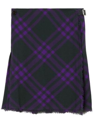 Burberry checked silk kilt skirt - Purple