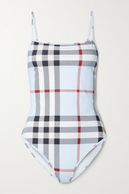 Burberry - Checked Swimsuit - Blue