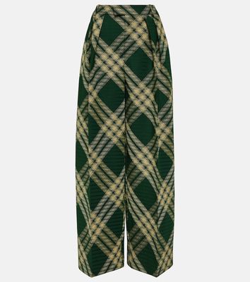 Burberry Checked wool twill wide-leg pants