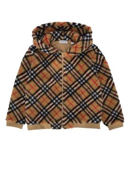 Burberry Checked Zip-up Fleece Hoodie