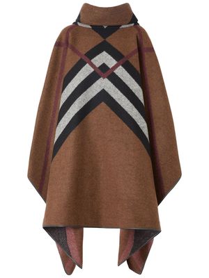 Burberry Chevron Check-jacquard cashmere poncho - Brown