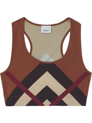 Burberry Chevron Check-print cropped vest top - Brown