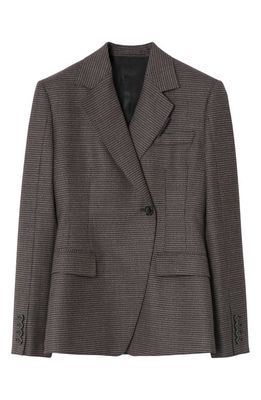 burberry Claudette Houndstooth Asymmetric Wool Blazer in Grey/Red Melange