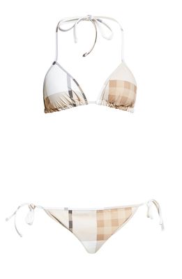 Burberry Cobb Check Two-Piece Swimsuit in Frosted White Ip Chk