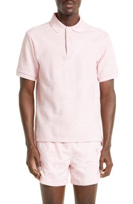 burberry Colindale Equestrian Knight Jaquard Polo in Soft Blossom