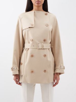 Burberry - Collarless Double-breasted Cotton-twil Trench Coat - Womens - Beige