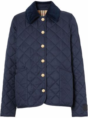 Burberry corduroy-collar diamond-quilted jacket - Blue