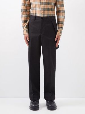 Burberry - Cotton-twill Cargo Trousers - Mens - Black