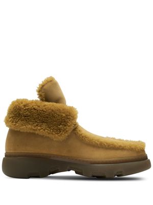 Burberry Creeper shearling-trim suede boots - Brown